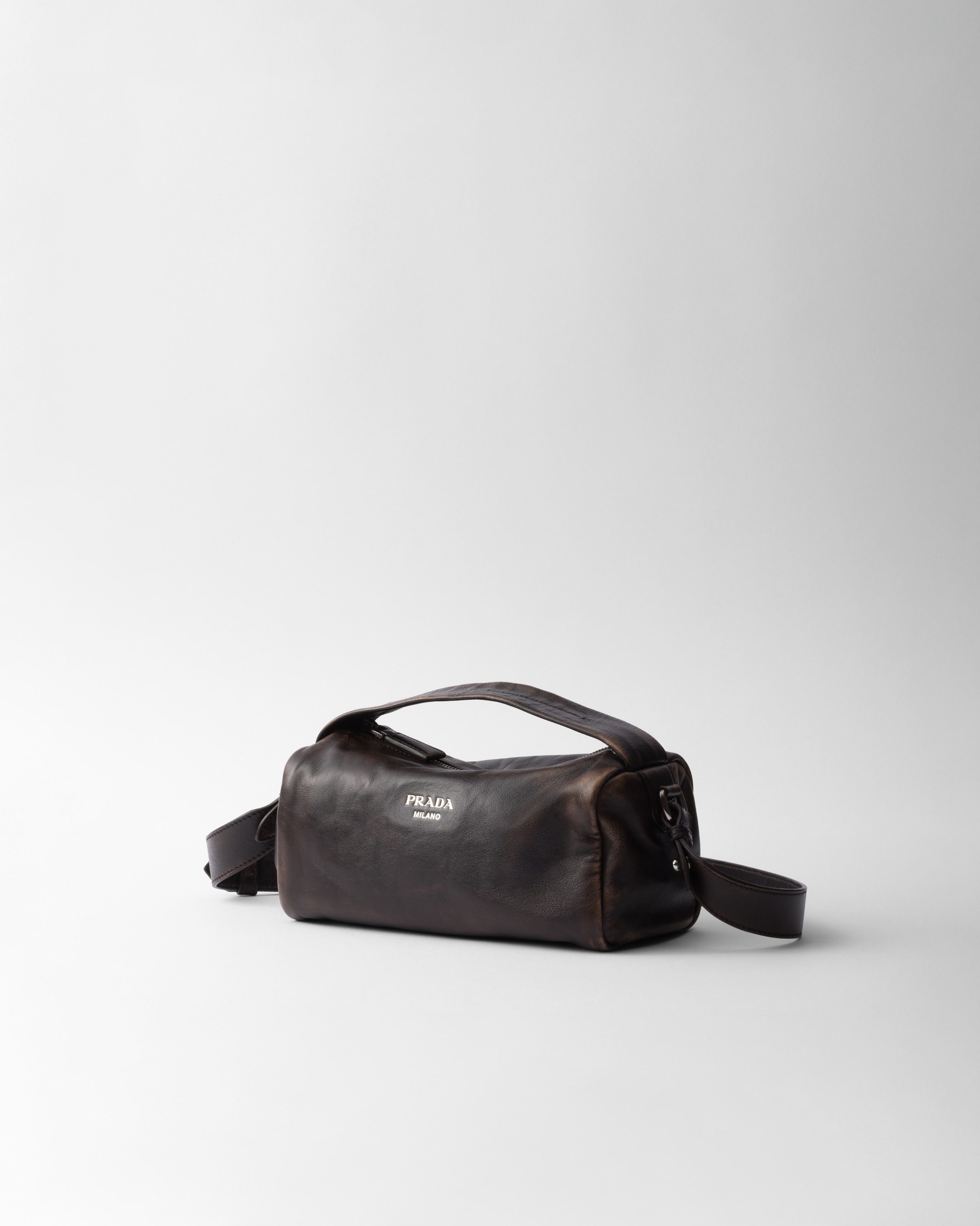 ダークブラウン ナッパレザー ショルダーバッグ | PRADA