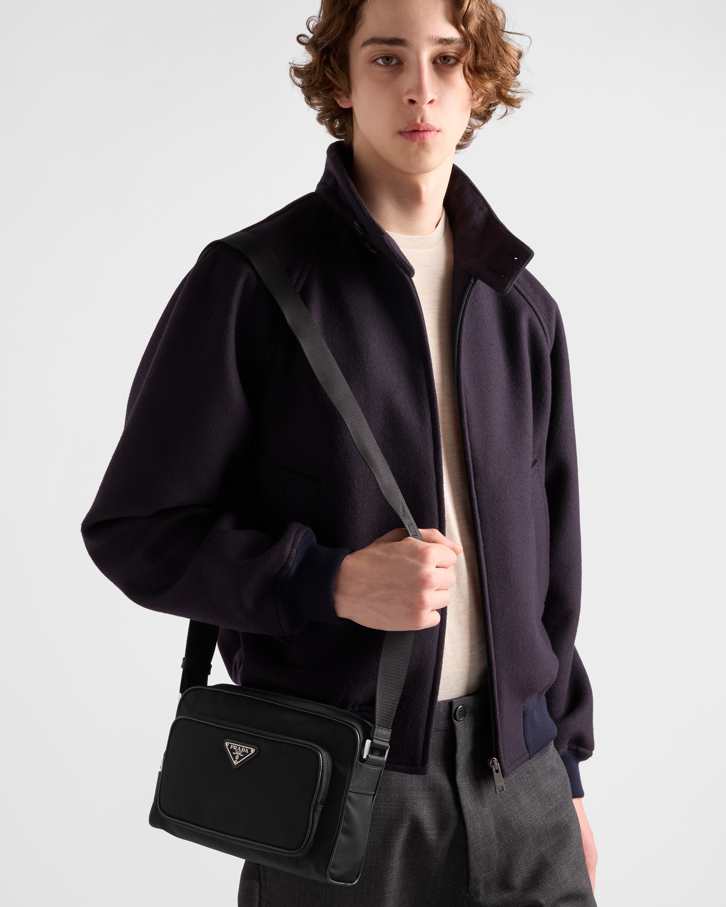 Black Small Re-nylon And Saffiano Leather Shoulder Bag | PRADA