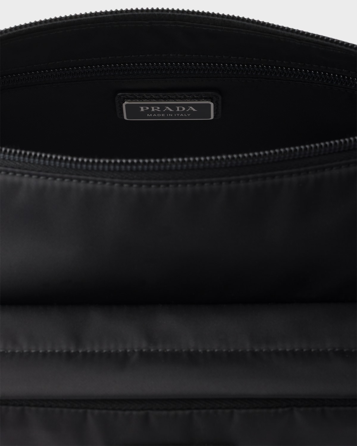 PRADA 25S SHOULDER BAG 24 IN BLACK RE-NYLON SILVER HARDWARE