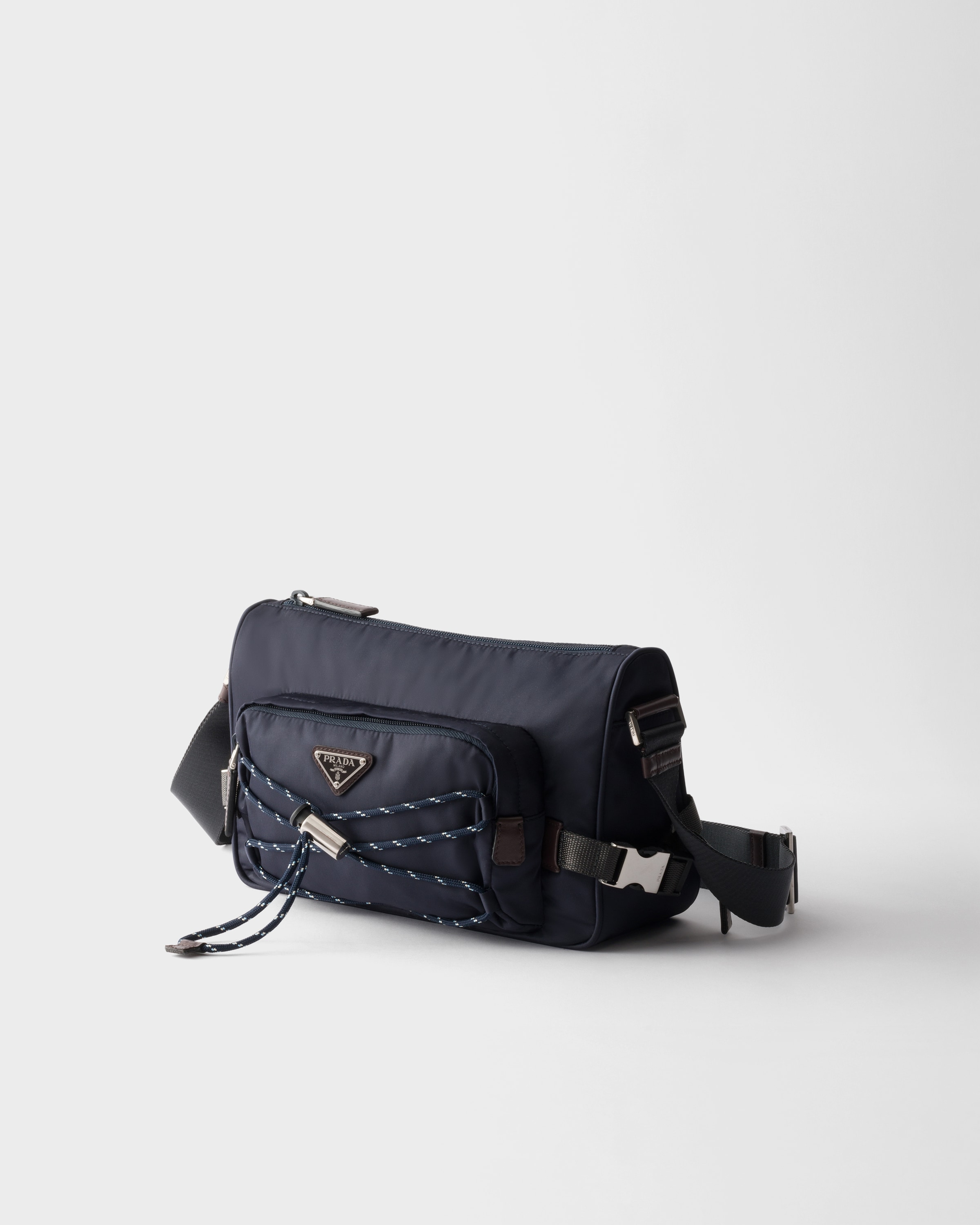 ネイビー プラダ スピードロック Re-Nylon レザー ショルダーバッグ