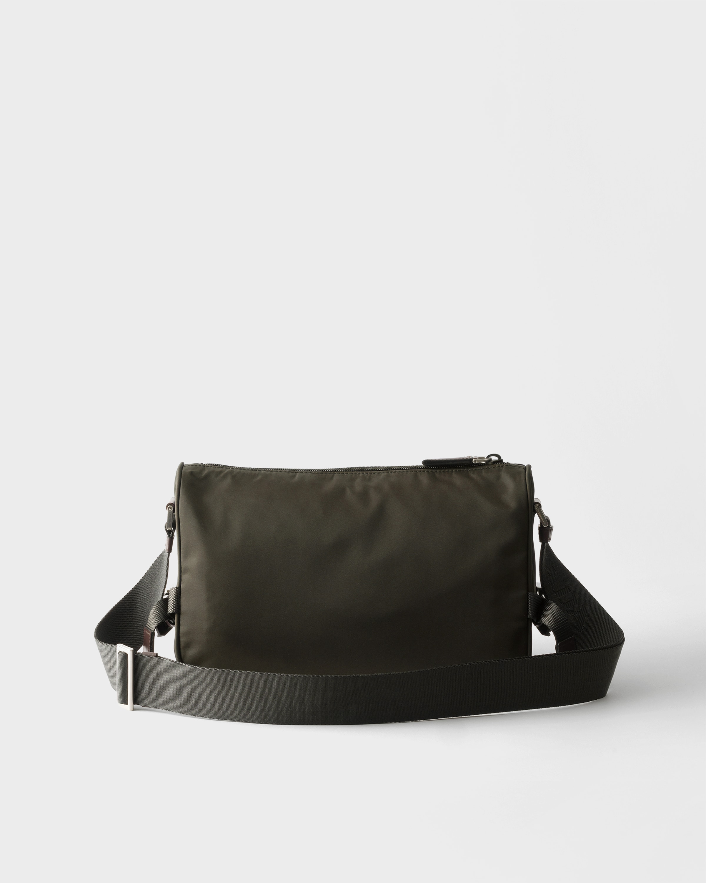 Re-Nylon and leather shoulder bag
