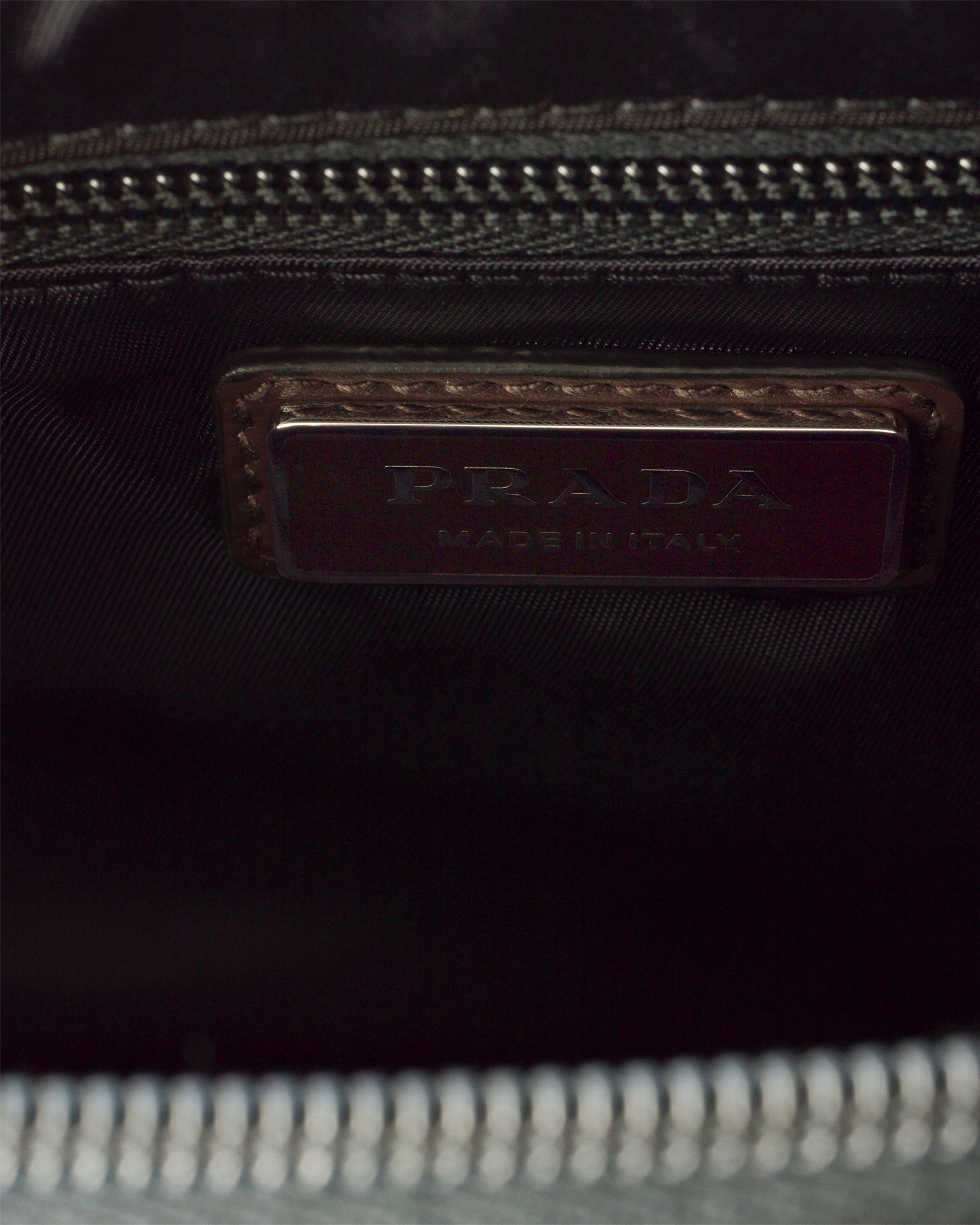 Re-Nylon and leather shoulder bag