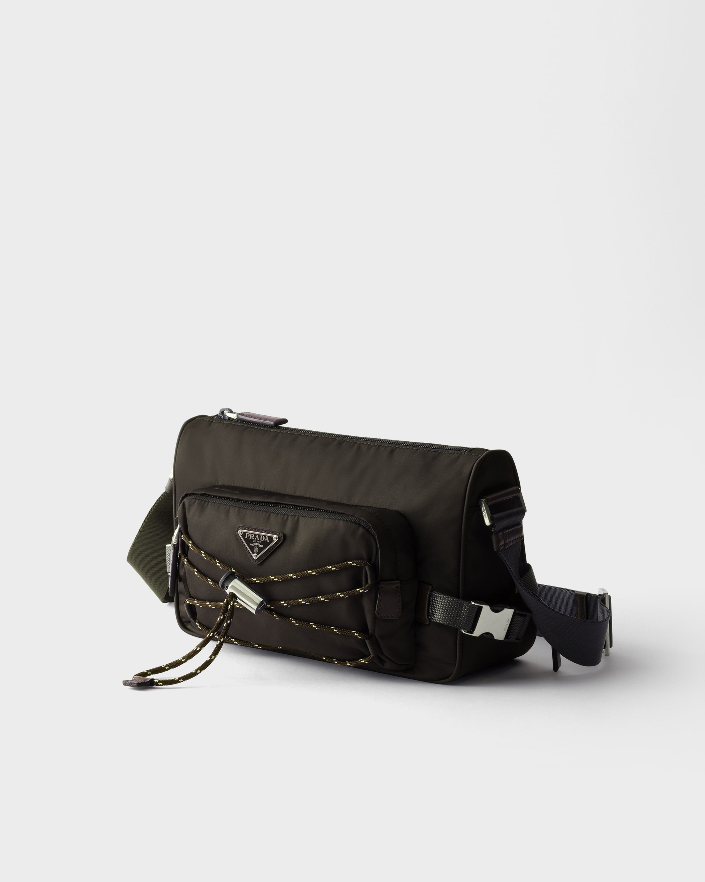 Re-Nylon and leather shoulder bag