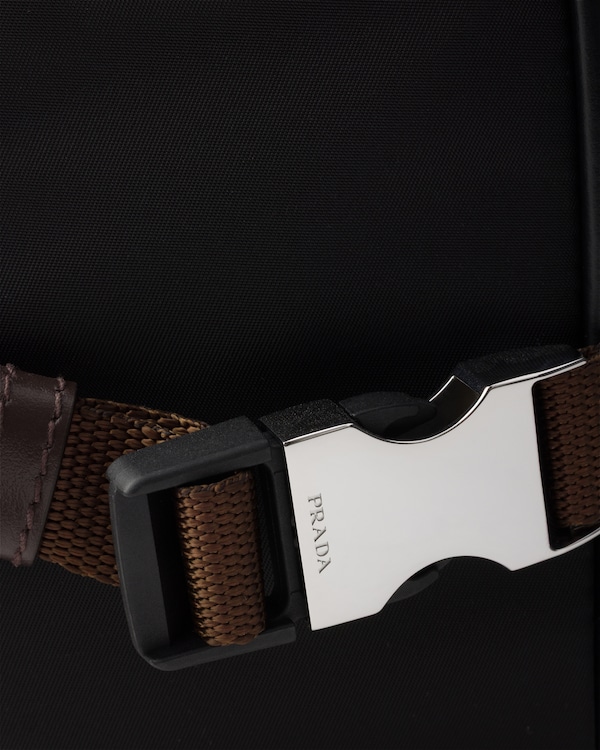 Re-Nylon and leather shoulder bag - Black/Burnt Re-Nylon and leather shoulder bag - Black/Burnt