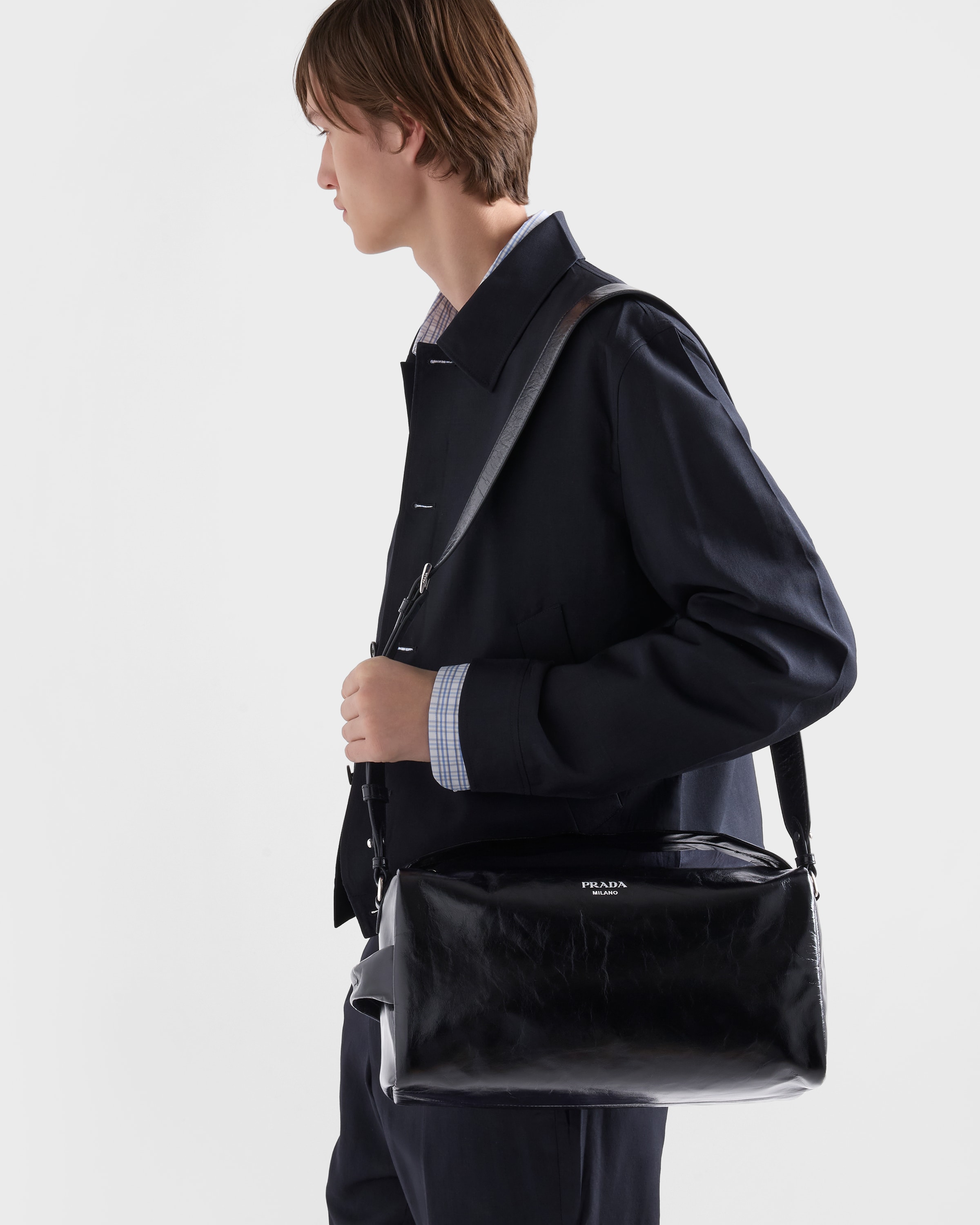 ブラック レザー ショルダーバッグ | PRADA