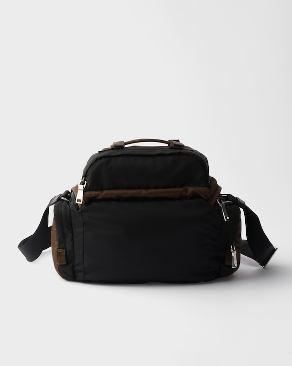 Re-Nylon and leather shoulder bag - Black/Burnt Re-Nylon and leather shoulder bag - Black/Burnt