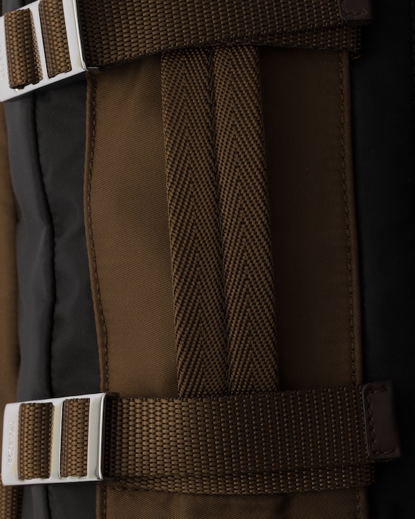 Re-Nylon and leather shoulder bag - Black/Burnt Re-Nylon and leather shoulder bag - Black/Burnt