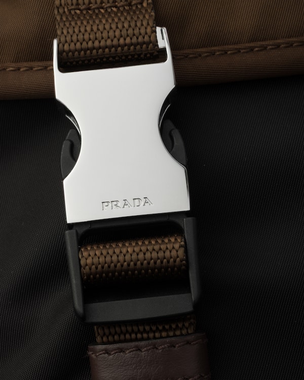 Re-Nylon and leather shoulder bag - Black/Burnt Re-Nylon and leather shoulder bag - Black/Burnt