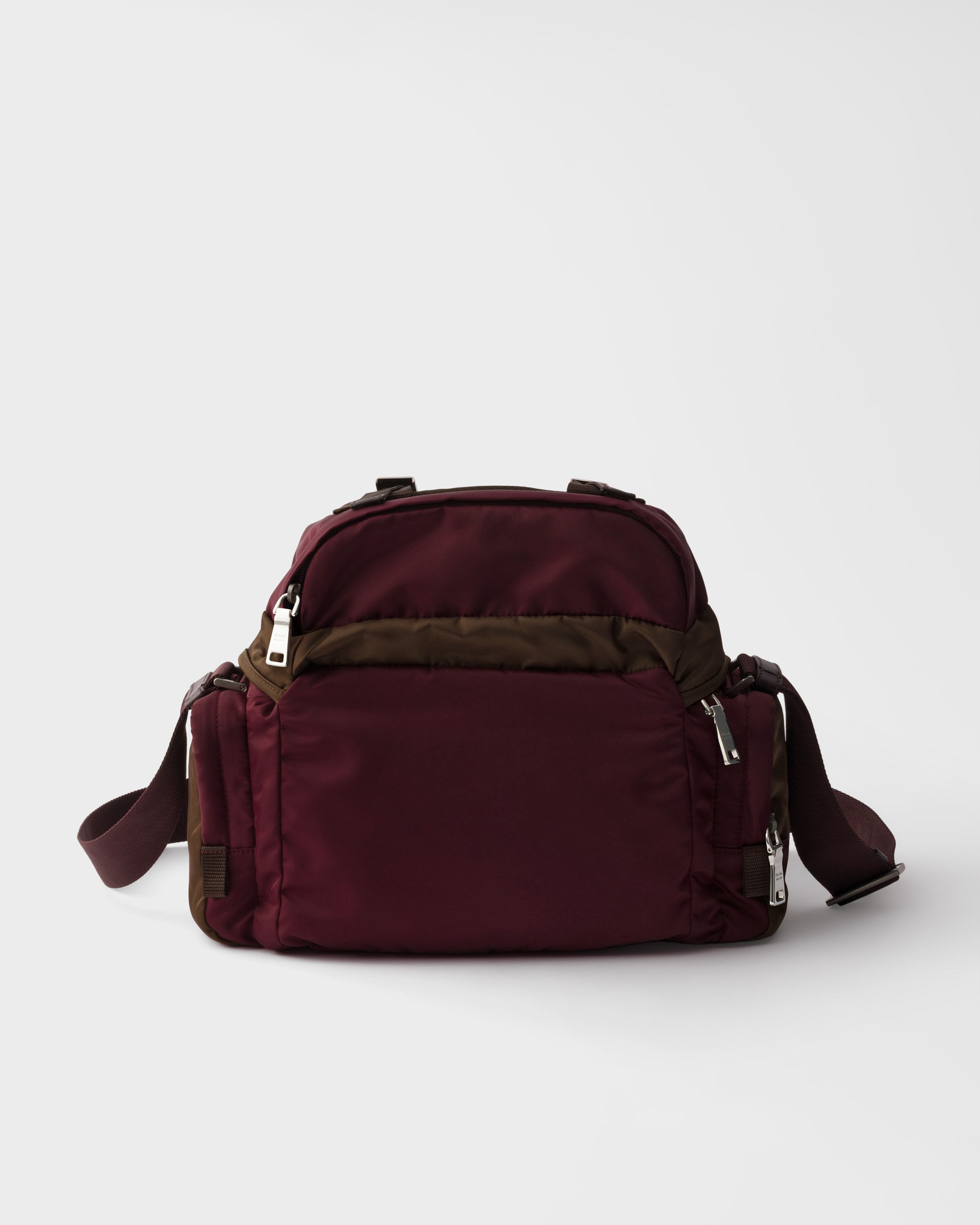 PRADA バーガンディ レザー ショルダーバッグ バーガンディ／バーント Re-Nylon レザー ショルダーバッグ | PRADA - 日本