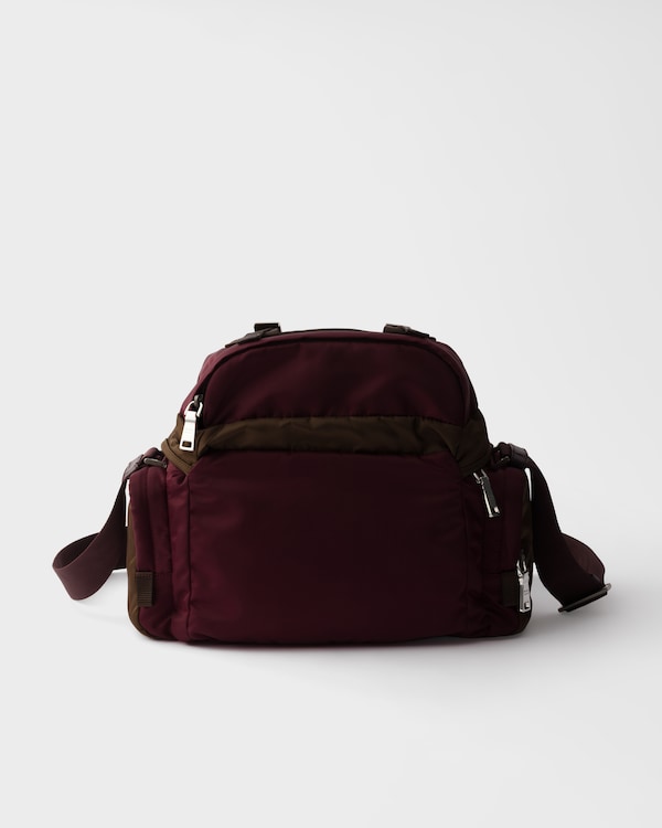 Re-Nylon and leather shoulder bag - Burgundy/Burnt Re-Nylon and leather shoulder bag - Burgundy/Burnt