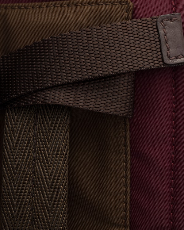 Re-Nylon and leather shoulder bag - Burgundy/Burnt Re-Nylon and leather shoulder bag - Burgundy/Burnt