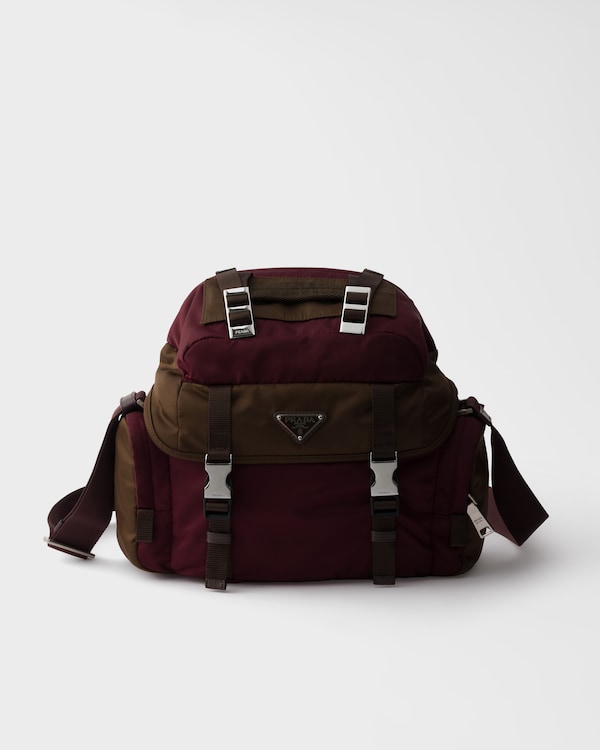 Re-Nylon and leather shoulder bag - Burgundy/Burnt Re-Nylon and leather shoulder bag - Burgundy/Burnt