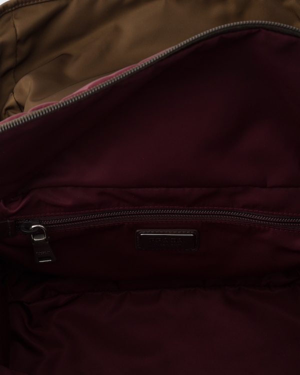 Re-Nylon and leather shoulder bag - Burgundy/Burnt Re-Nylon and leather shoulder bag - Burgundy/Burnt