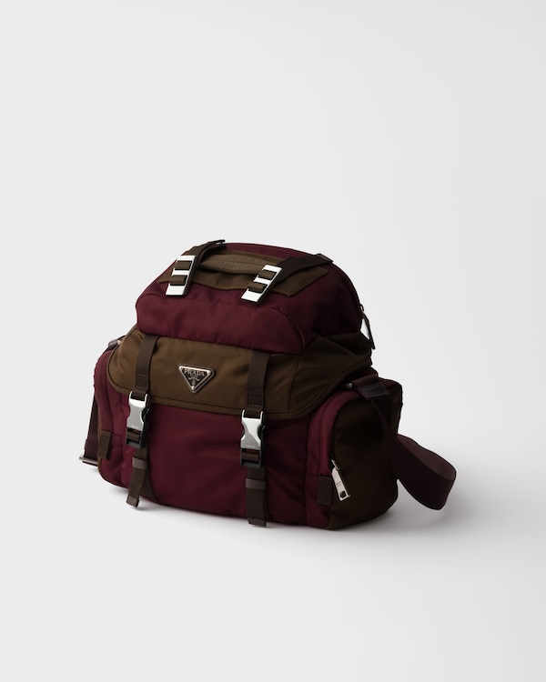 Re-Nylon and leather shoulder bag - Burgundy/Burnt Re-Nylon and leather shoulder bag - Burgundy/Burnt