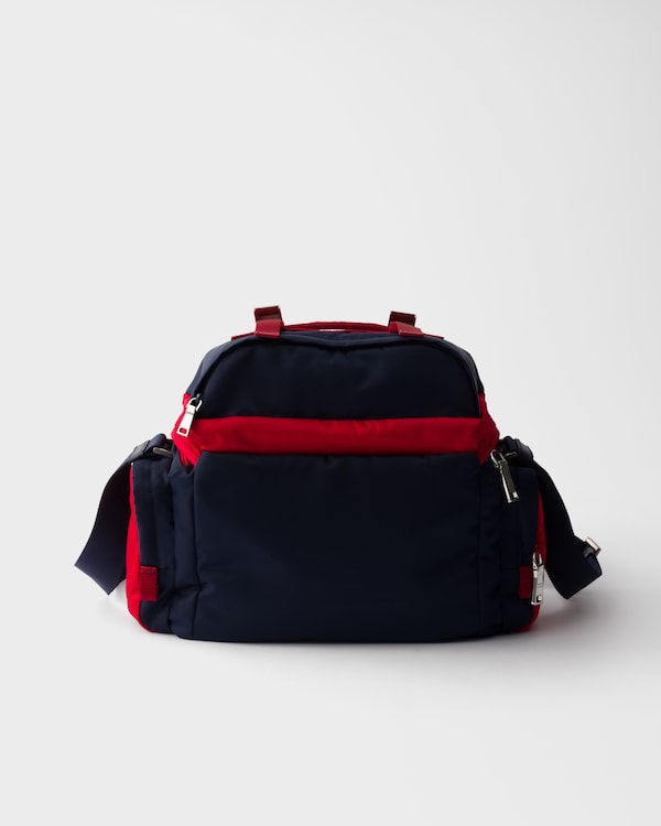 Re-Nylon and leather shoulder bag - Baltic Blue/Red Re-Nylon and leather shoulder bag - Baltic Blue/Red