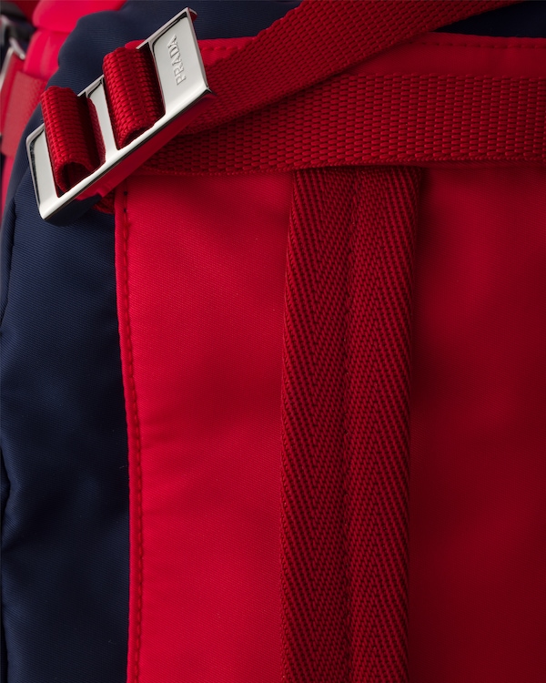 Re-Nylon and leather shoulder bag - Baltic Blue/Red Re-Nylon and leather shoulder bag - Baltic Blue/Red