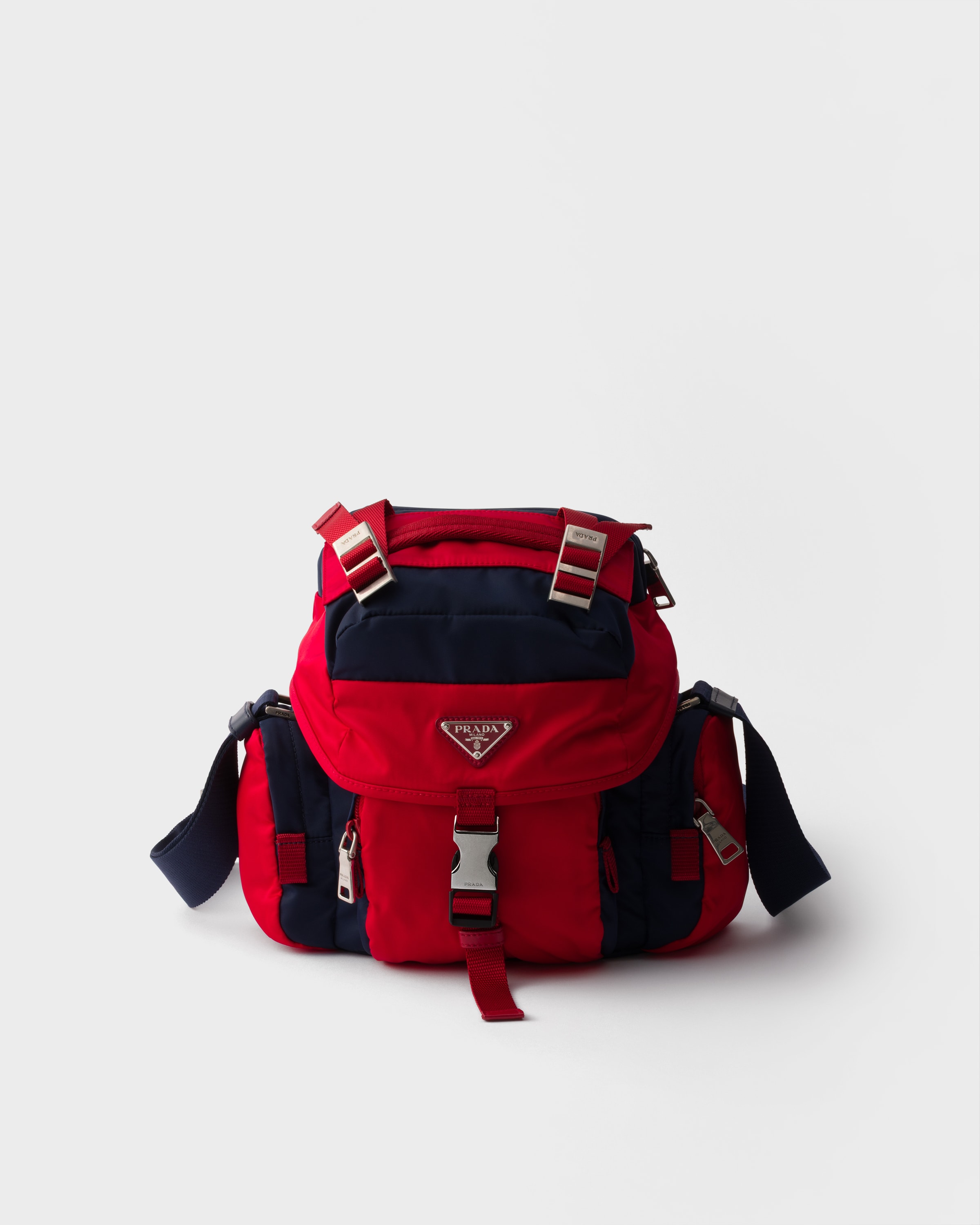 バルティックブルー／レッド スモール Re-Nylon xレザー ショルダー