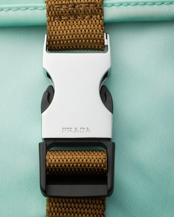 Antiqued Re-Nylon and leather shoulder bag - Brandy/Jade Antiqued Re-Nylon and leather shoulder bag - Brandy/Jade