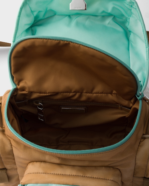 Antiqued Re-Nylon and leather shoulder bag - Brandy/Jade Antiqued Re-Nylon and leather shoulder bag - Brandy/Jade