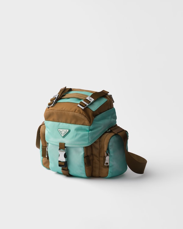 Antiqued Re-Nylon and leather shoulder bag - Brandy/Jade Antiqued Re-Nylon and leather shoulder bag - Brandy/Jade