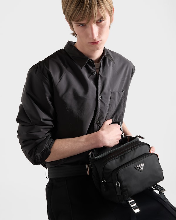 Re-Nylon and leather shoulder bag - Black Re-Nylon and leather shoulder bag - Black