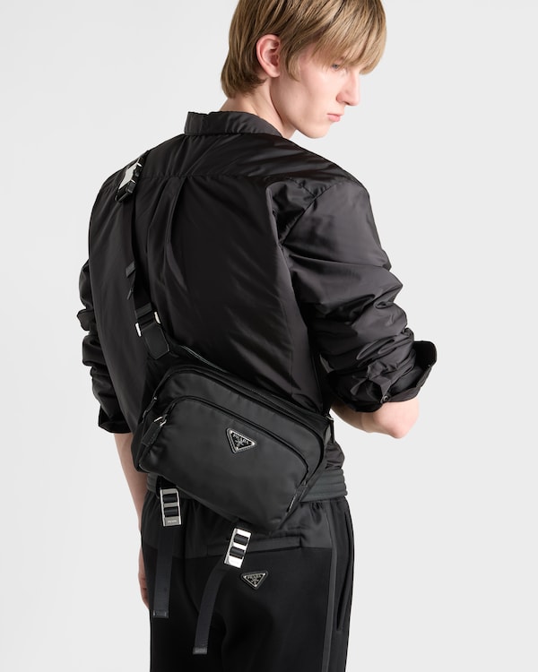 Re-Nylon and leather shoulder bag - Black Re-Nylon and leather shoulder bag - Black