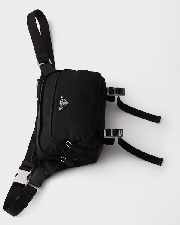 Re-Nylon and leather shoulder bag - Black Re-Nylon and leather shoulder bag - Black