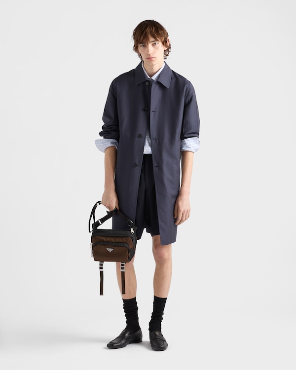 Re-Nylon and Saffiano leather shoulder bag - Black/Burnt Re-Nylon and Saffiano leather shoulder bag - Black/Burnt