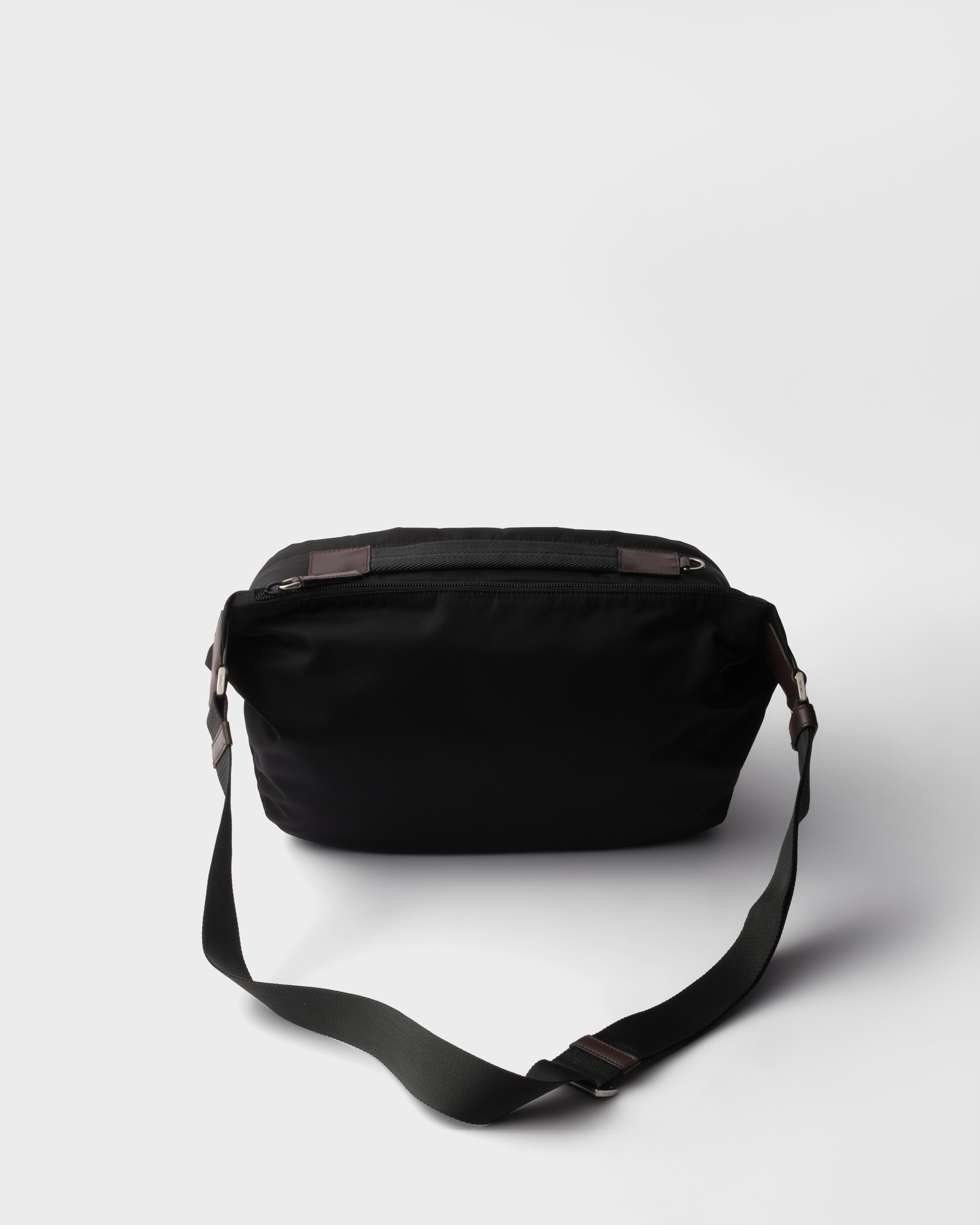 Re-Nylon and leather shoulder bag