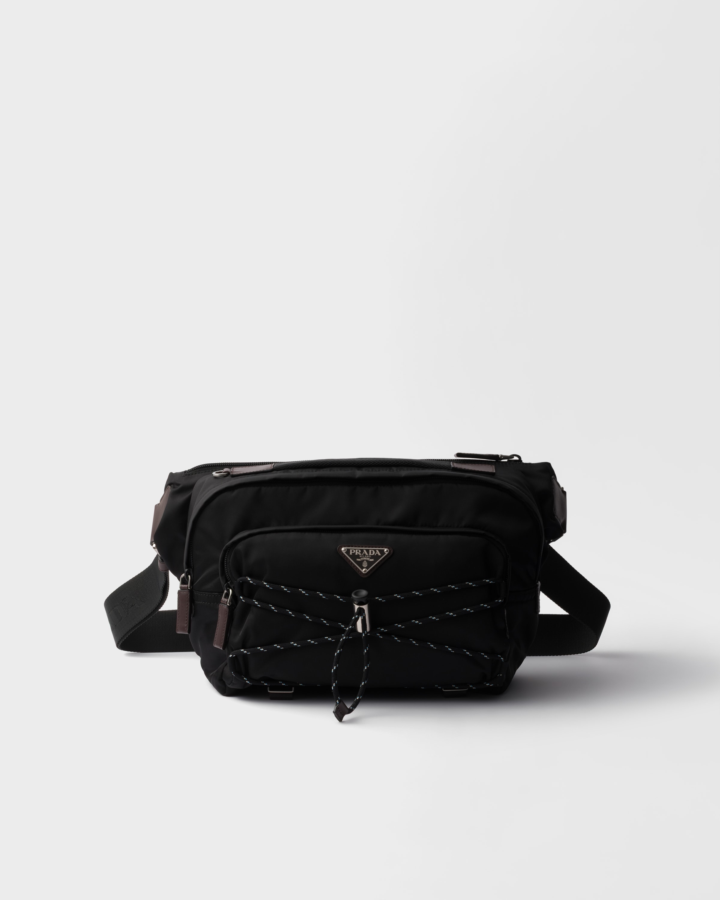 Re-Nylon and leather shoulder bag