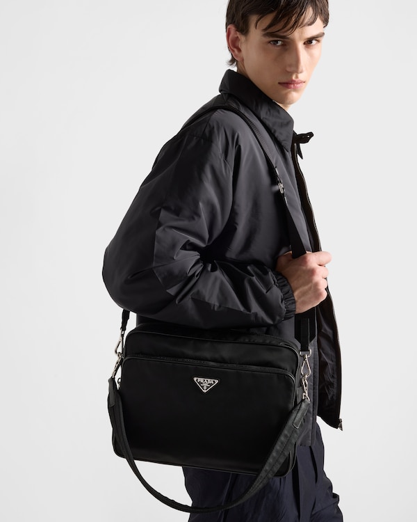 Re-Nylon and Saffiano leather shoulder bag - Black Re-Nylon and Saffiano leather shoulder bag - Black