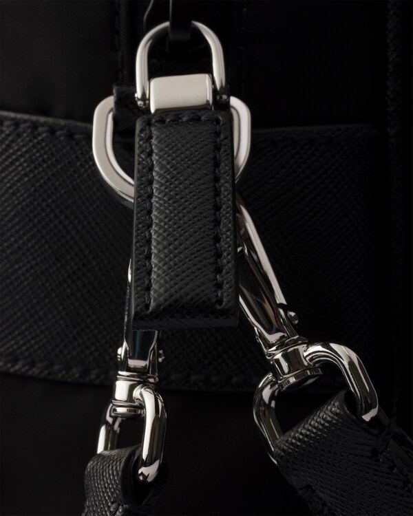 Re-Nylon and Saffiano leather shoulder bag - Black Re-Nylon and Saffiano leather shoulder bag - Black