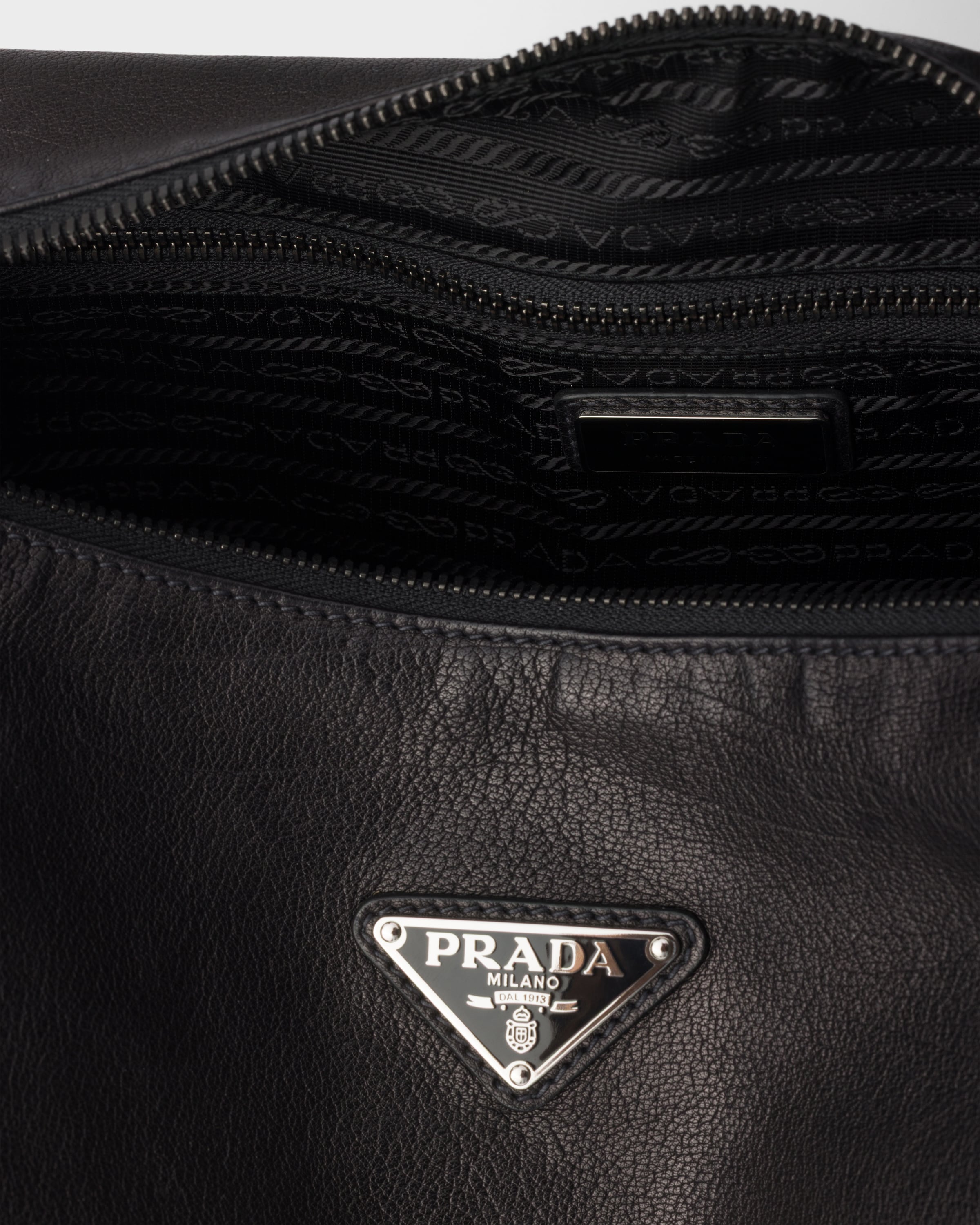 Black Prada Explore leather shoulder bag | PRADA