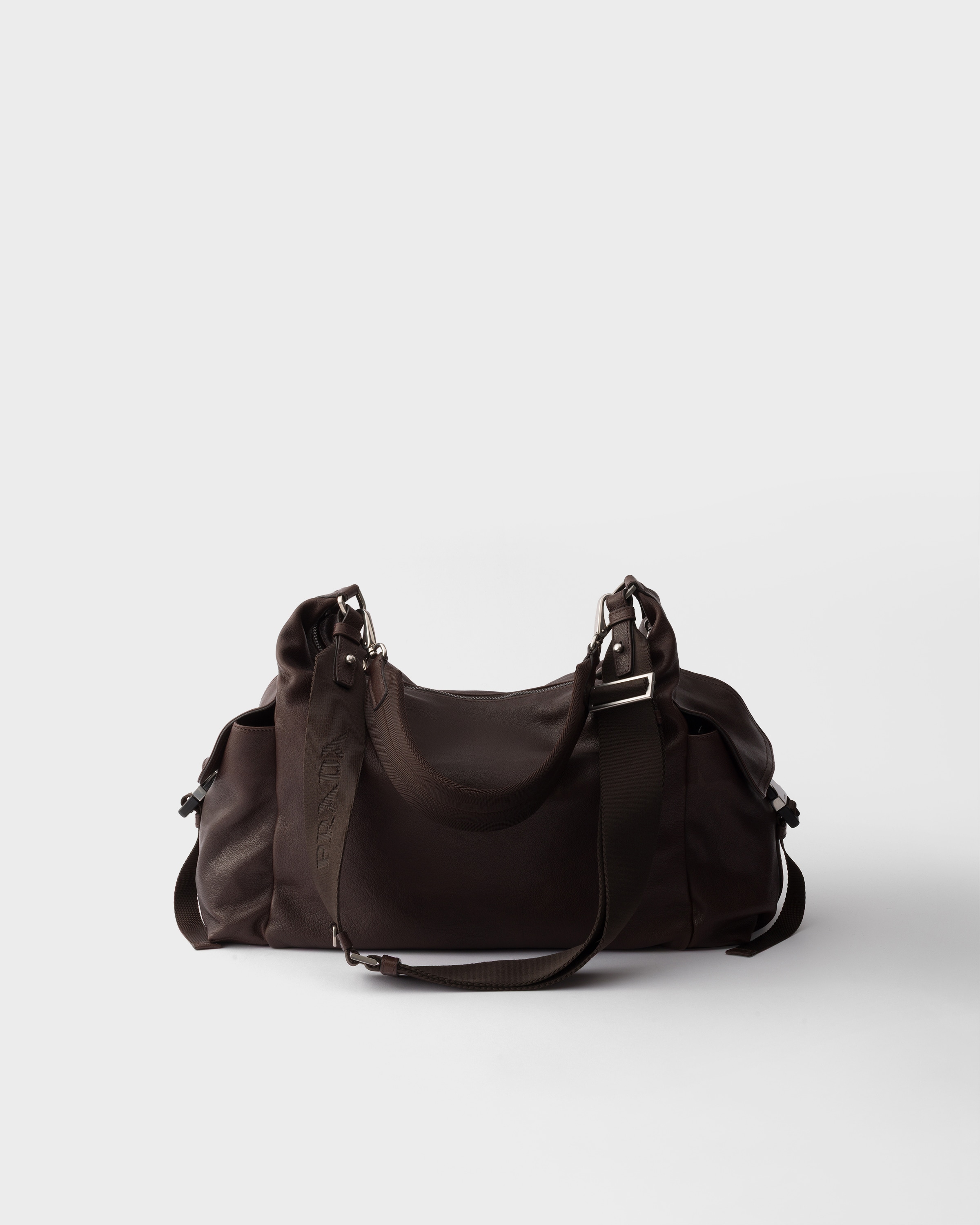 Coffee Prada Explore Leather Shoulder Bag | PRADA
