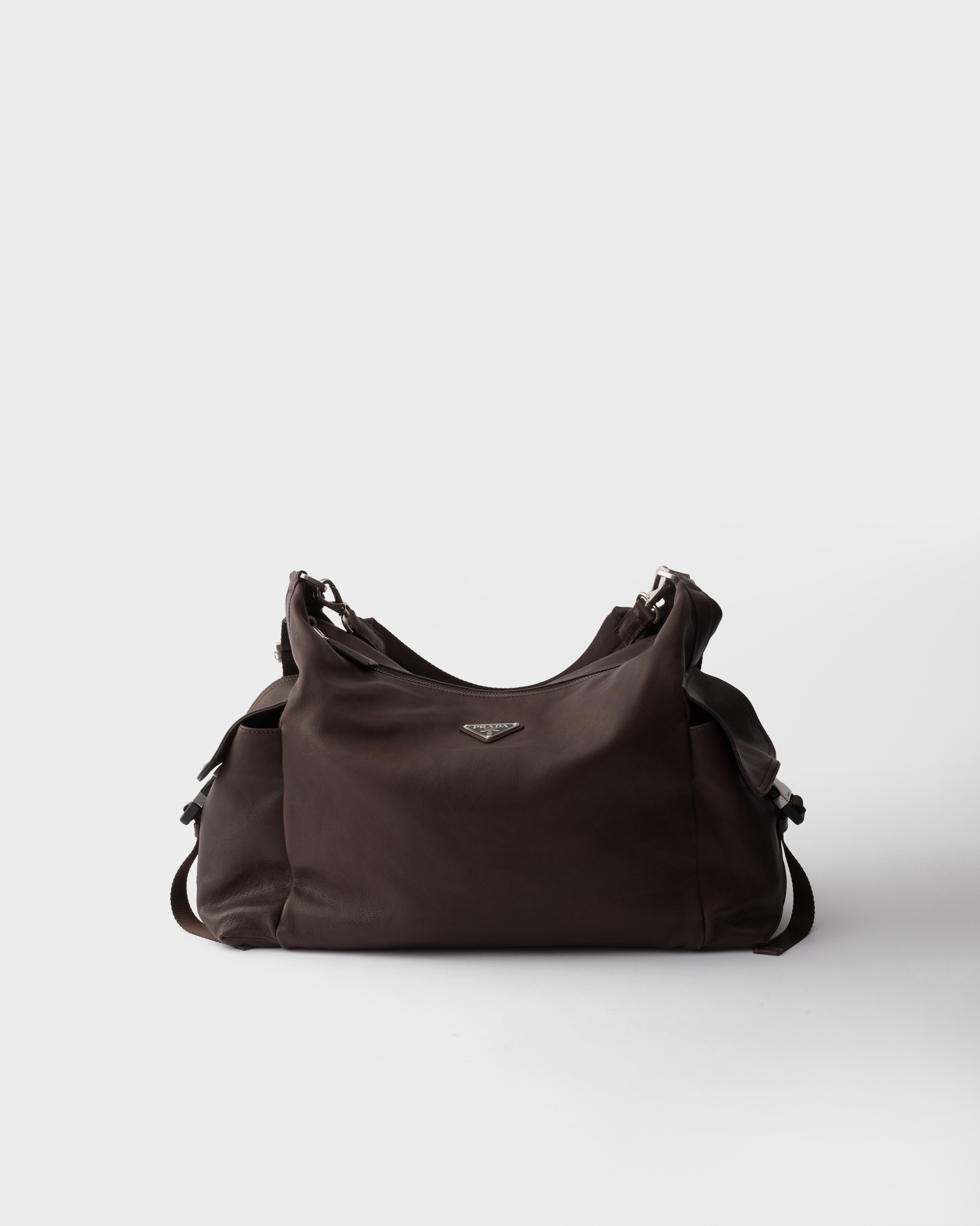 Coffee Prada Explore Leather Shoulder Bag | PRADA