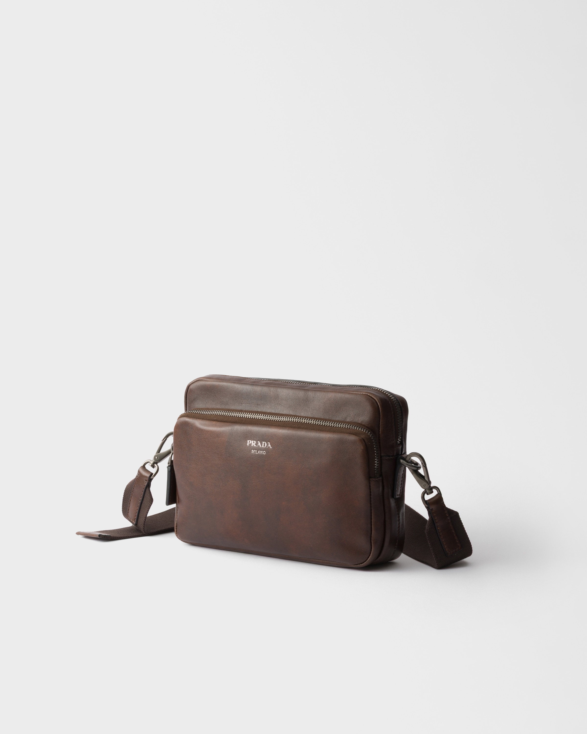 Cocoa Brown Leather Shoulder Bag | PRADA - United States