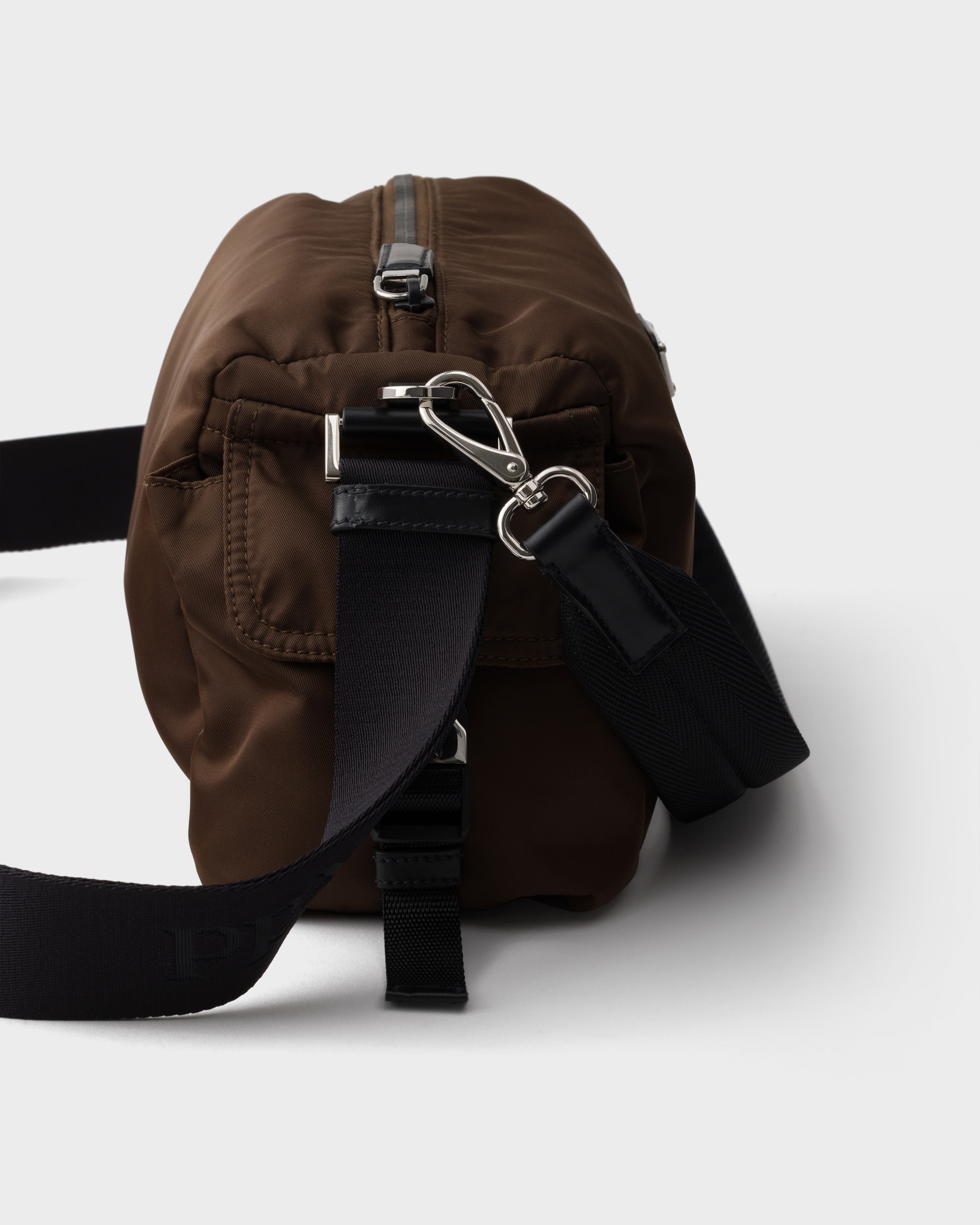 PRADA ブラックナイロンバッグブラウン シエナブラウン プラダ エクスプローラ Re-Nylon xレザー バッグ