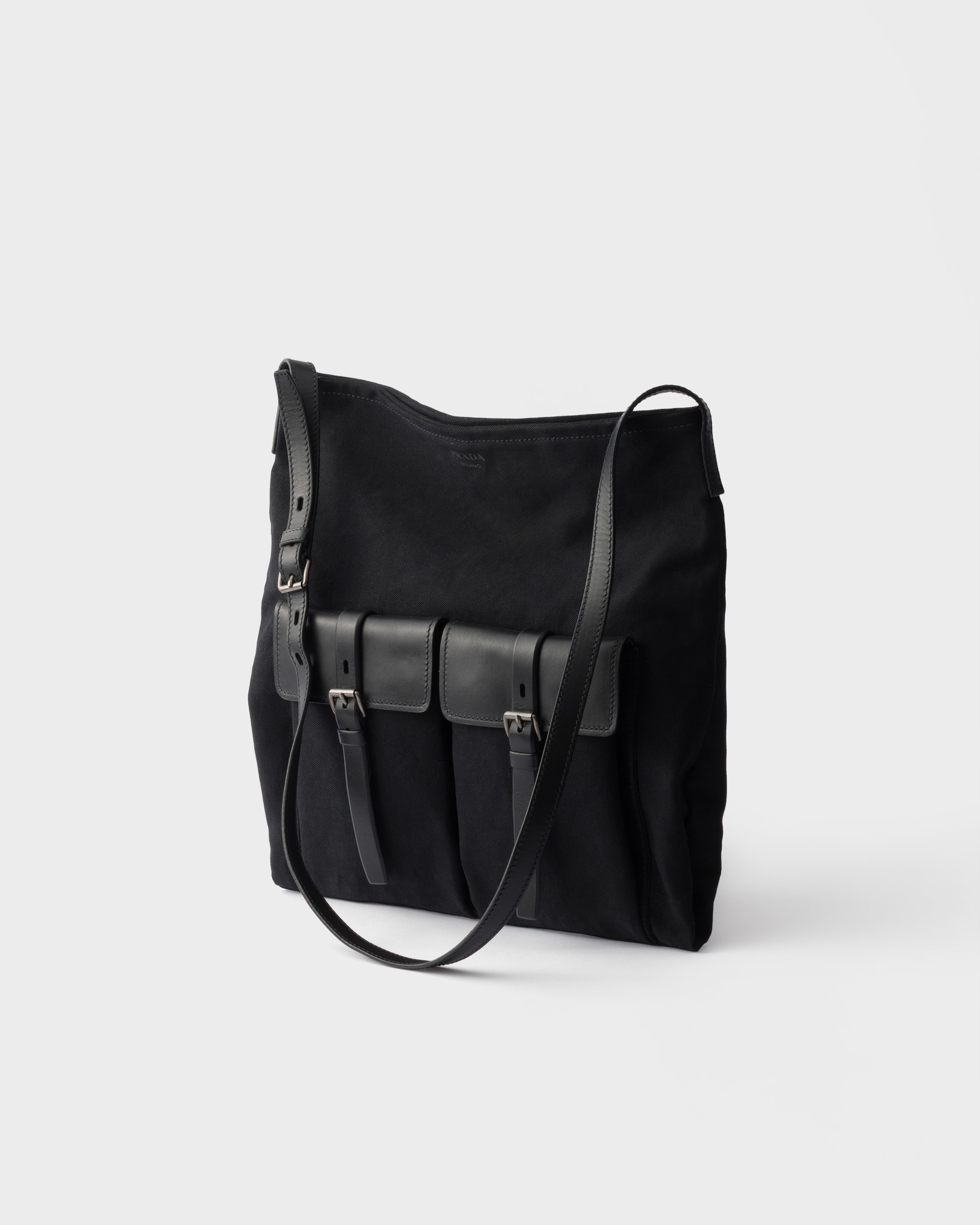 Black Prada Route Canvas And Leather Shoulder Bag | PRADA