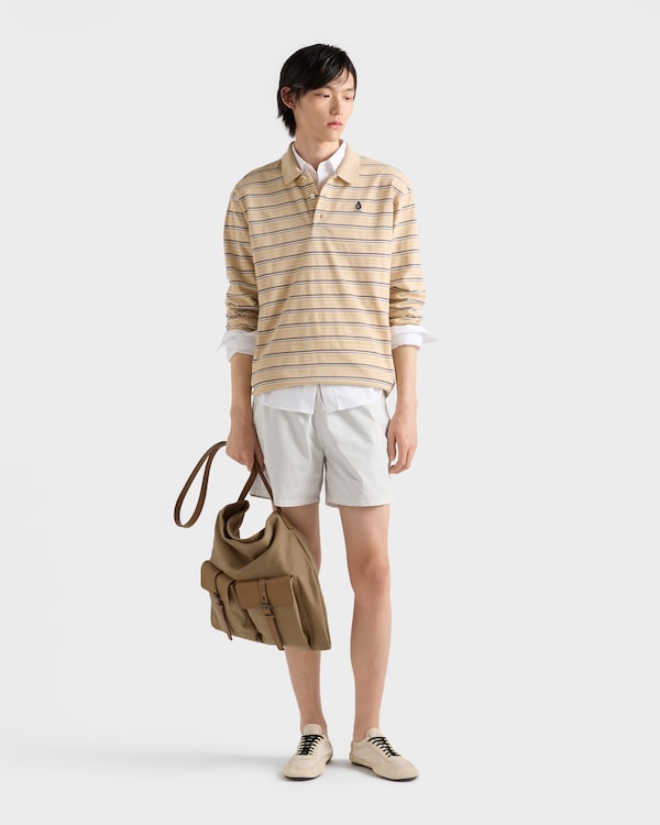 Prada Route canvas and leather shoulder bag - Khaki Prada Route canvas and leather shoulder bag - Khaki