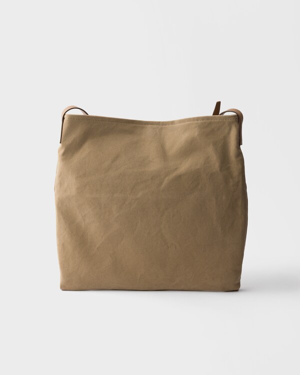 Prada Route canvas and leather shoulder bag - Khaki Prada Route canvas and leather shoulder bag - Khaki