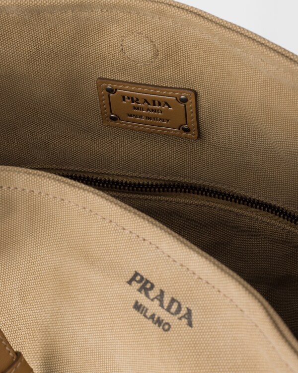 Prada Route canvas and leather shoulder bag - Khaki Prada Route canvas and leather shoulder bag - Khaki
