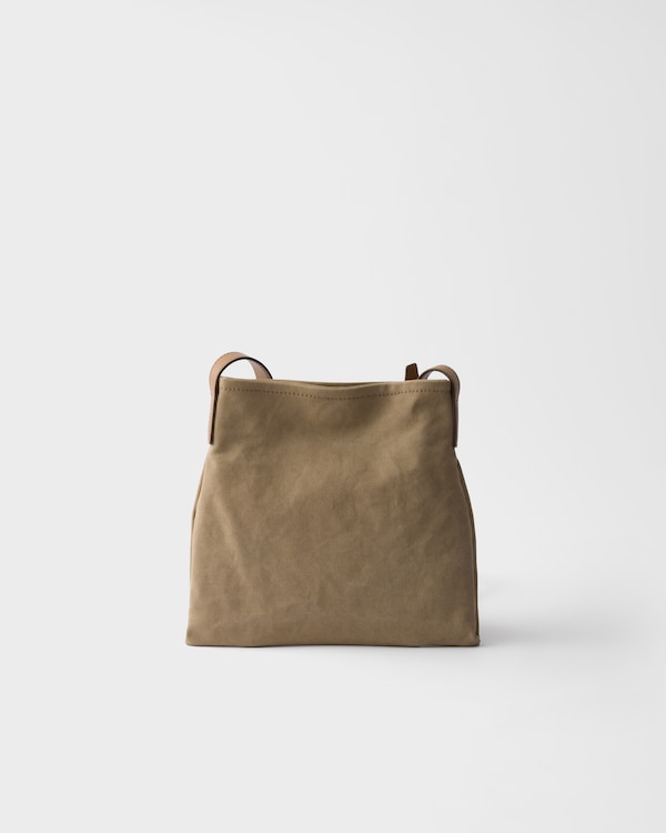 Prada Route canvas and leather shoulder bag - Khaki Prada Route canvas and leather shoulder bag - Khaki