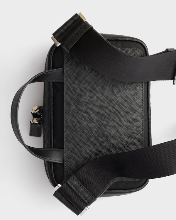Re-Nylon and Saffiano leather shoulder bag - Black Re-Nylon and Saffiano leather shoulder bag - Black
