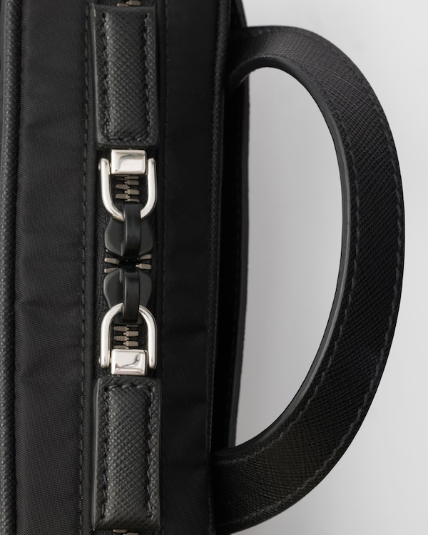 Re-Nylon and Saffiano leather shoulder bag - Black Re-Nylon and Saffiano leather shoulder bag - Black