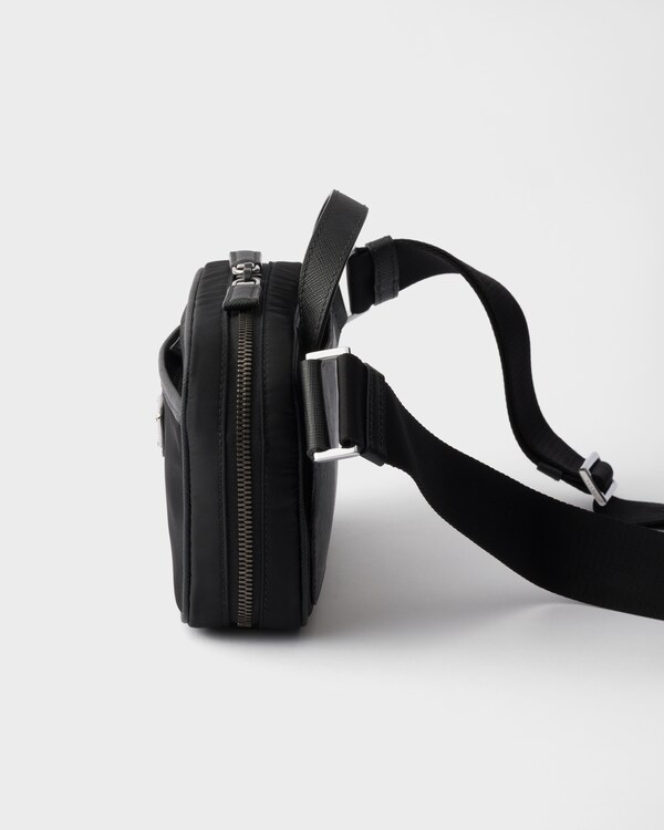 Re-Nylon and Saffiano leather shoulder bag - Black Re-Nylon and Saffiano leather shoulder bag - Black