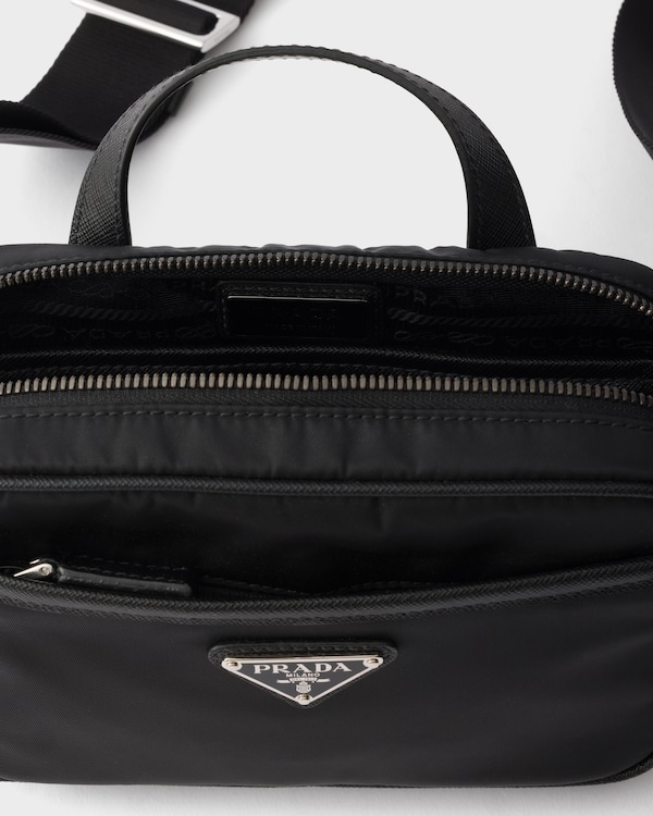 Re-Nylon and Saffiano leather shoulder bag - Black Re-Nylon and Saffiano leather shoulder bag - Black