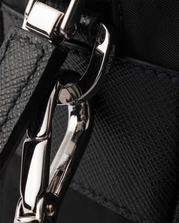 Re-Nylon and Saffiano leather shoulder bag - Black Re-Nylon and Saffiano leather shoulder bag - Black