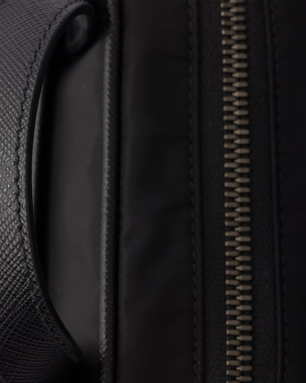 Re-Nylon and Saffiano leather shoulder bag - Black Re-Nylon and Saffiano leather shoulder bag - Black