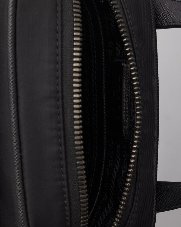Re-Nylon and Saffiano leather shoulder bag - Black Re-Nylon and Saffiano leather shoulder bag - Black