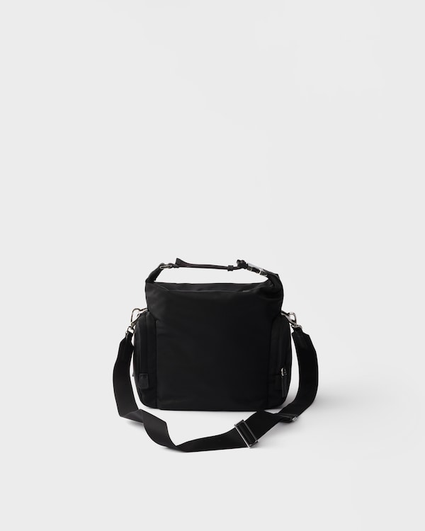 Re-Nylon サフィアーノレザー ショルダーバッグ - ブラック Re-Nylon サフィアーノレザー ショルダーバッグ - ブラック